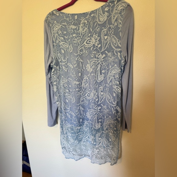 Soft Surroundings Adele Silk Viscose Tunic Top Blue 3/4 Sleeve Size Medium EUC - Picture 4 of 6